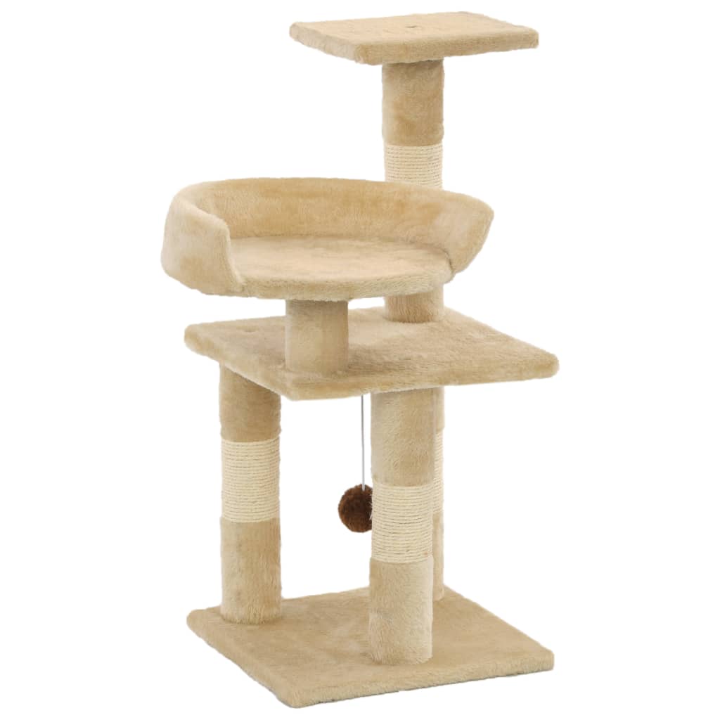 Katzen-Kratzbaum mit Sisal-Kratzsäulen 65 cm Grau