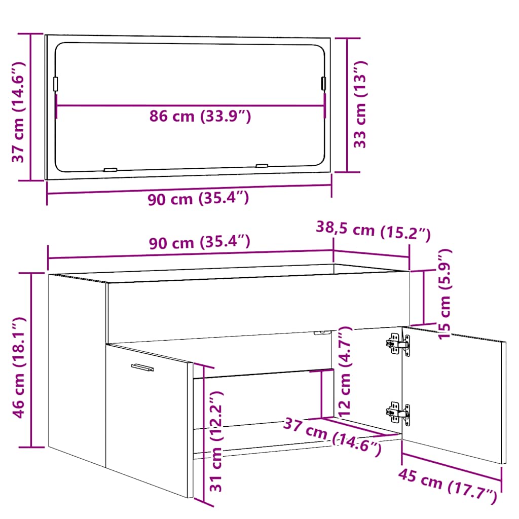 2-tlg. Badmöbel-Set Weiß Holzwerkstoff