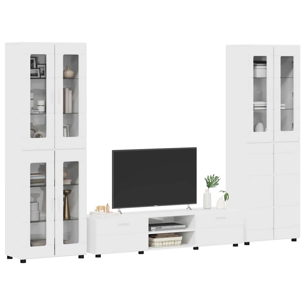 Highboard mit Regal FLORIN Weiß 60 x 35 x 182 cm Holzwerkstoff