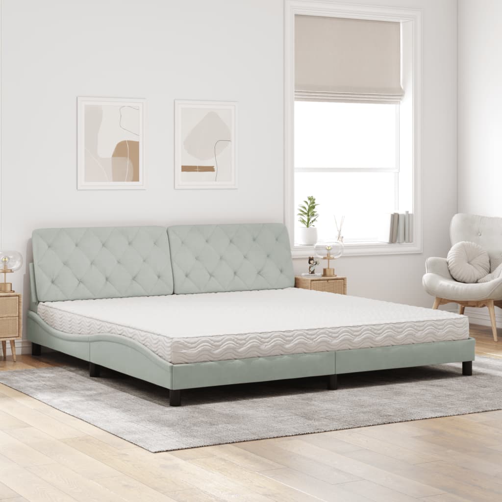 Bett mit Matratze Hellgrau 80x200 cm Samt