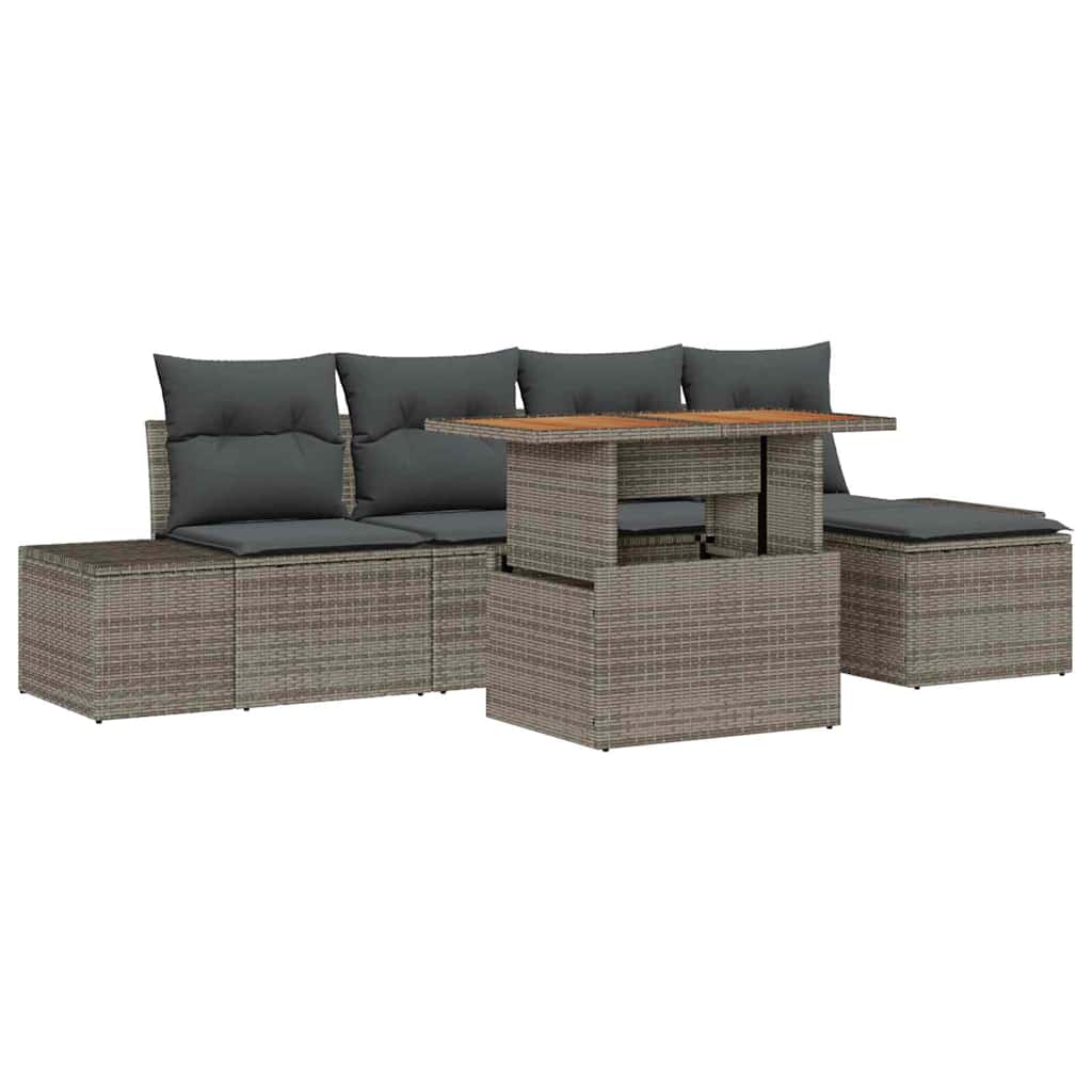 Garten Essgruppe mit Kissen 6 pcs Schwarz und Creme