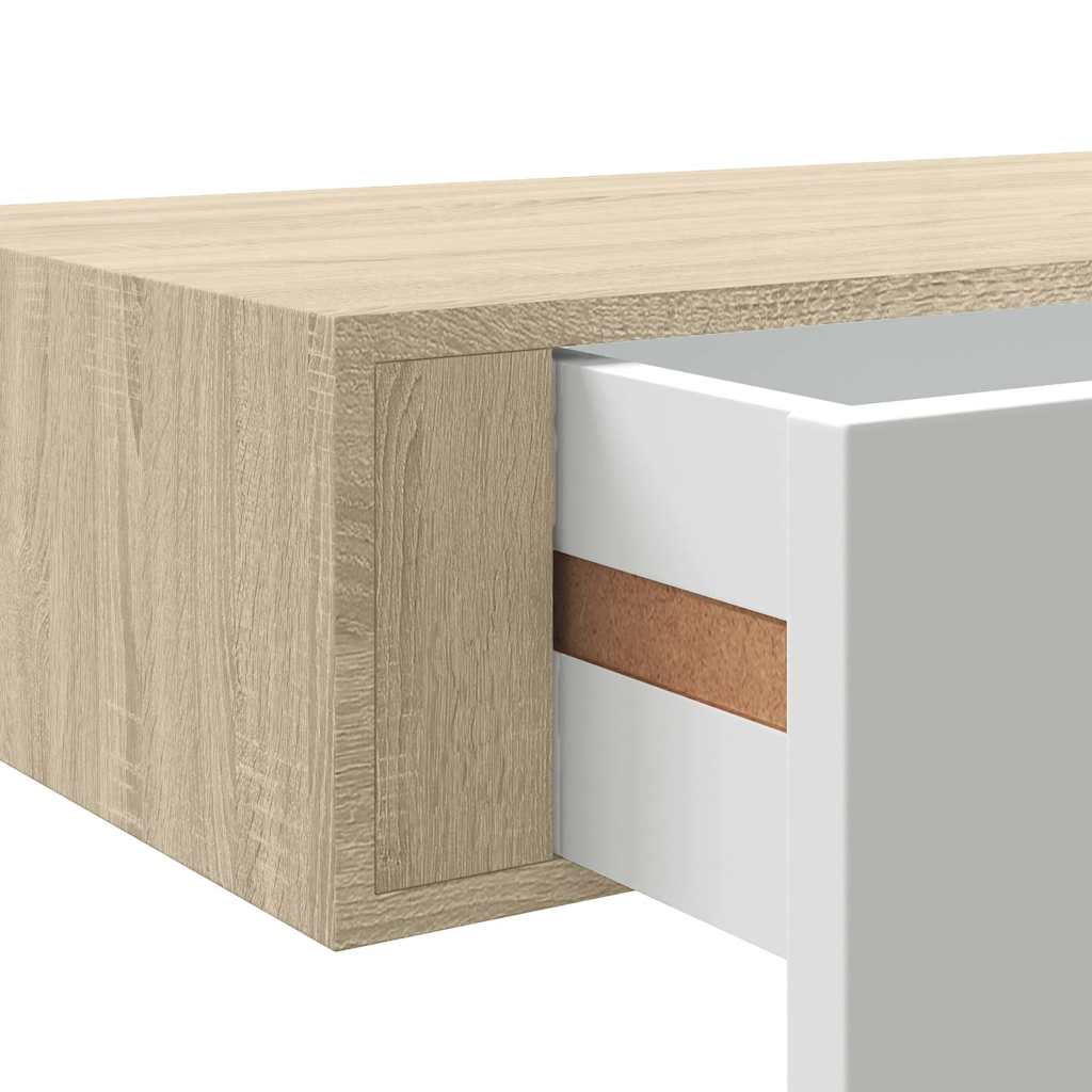 Wandregal mit Schublade Weiß 40x23,5x10 cm MDF