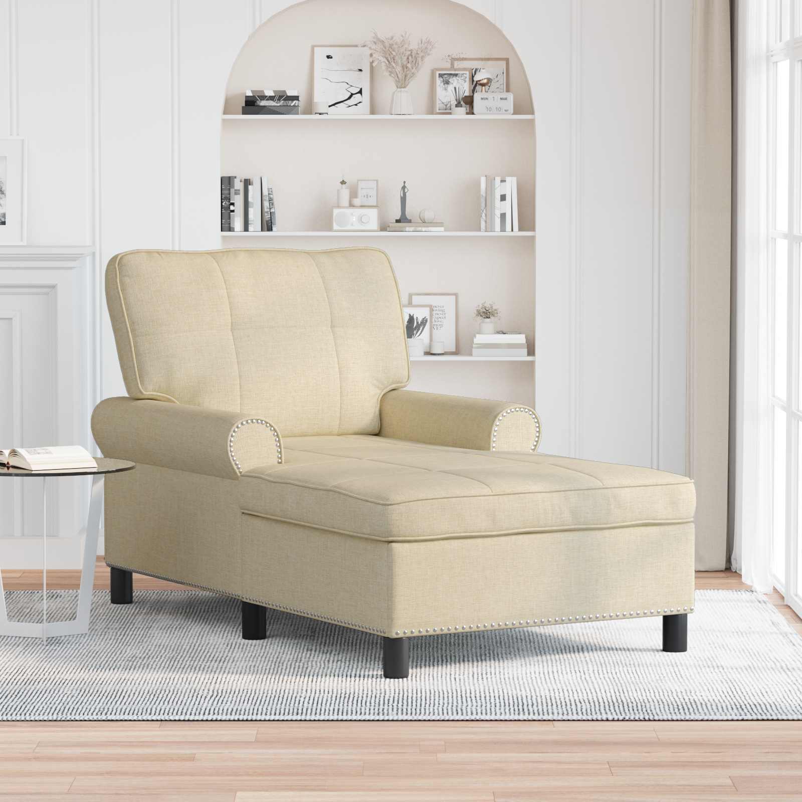 Lounge-Liege mit Kissen Hellgrau 91 x 157 x 91 cm Stoff