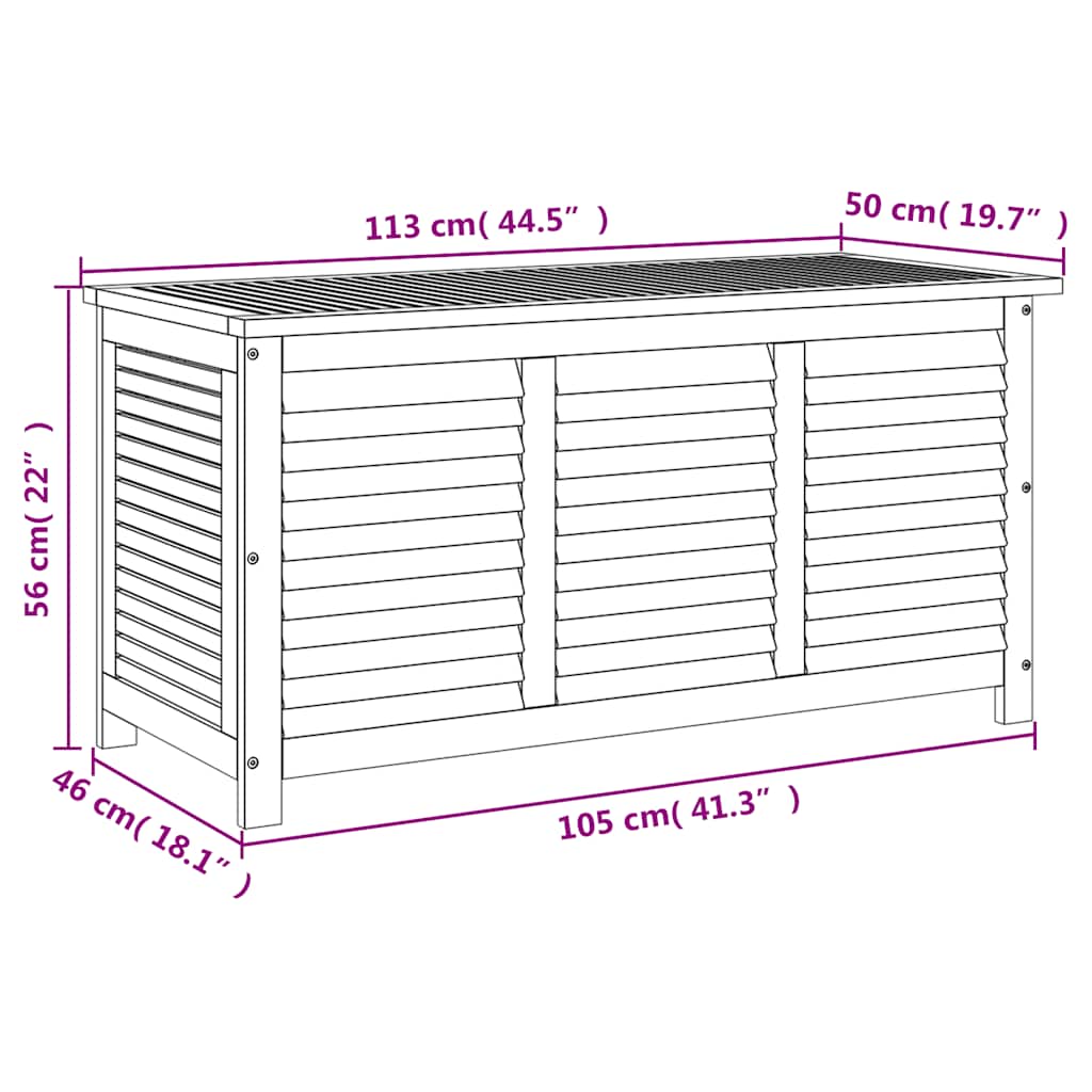 Gartenbox mit Lüftungsschlitzen 60x50x56 cm Massivholz Akazie
