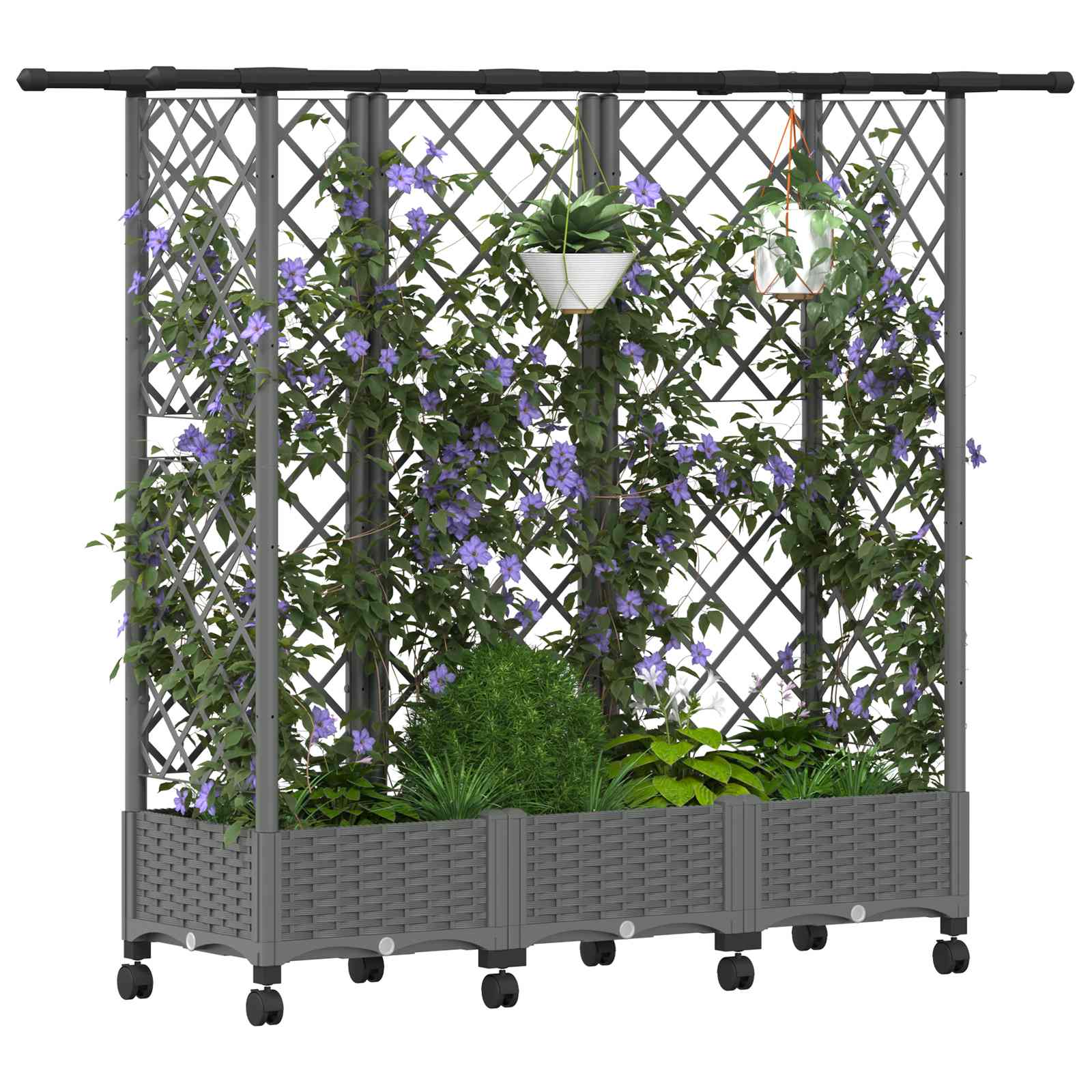 Hochbeet mit Rankgitter und Dach Braun 124 x 40 x 123 cm PP