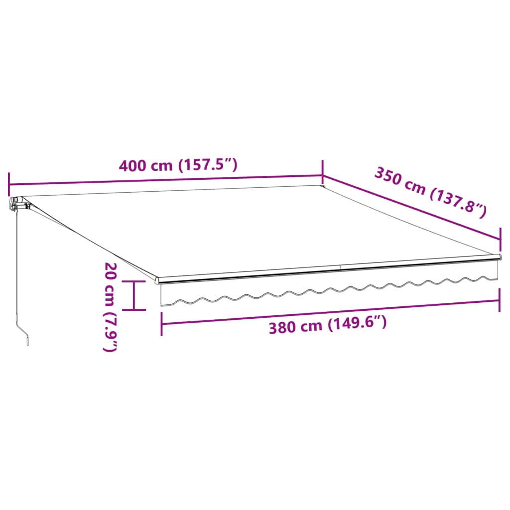 Markise Manuell Einziehbar mit LED 300x250 cm Blau und Weiß