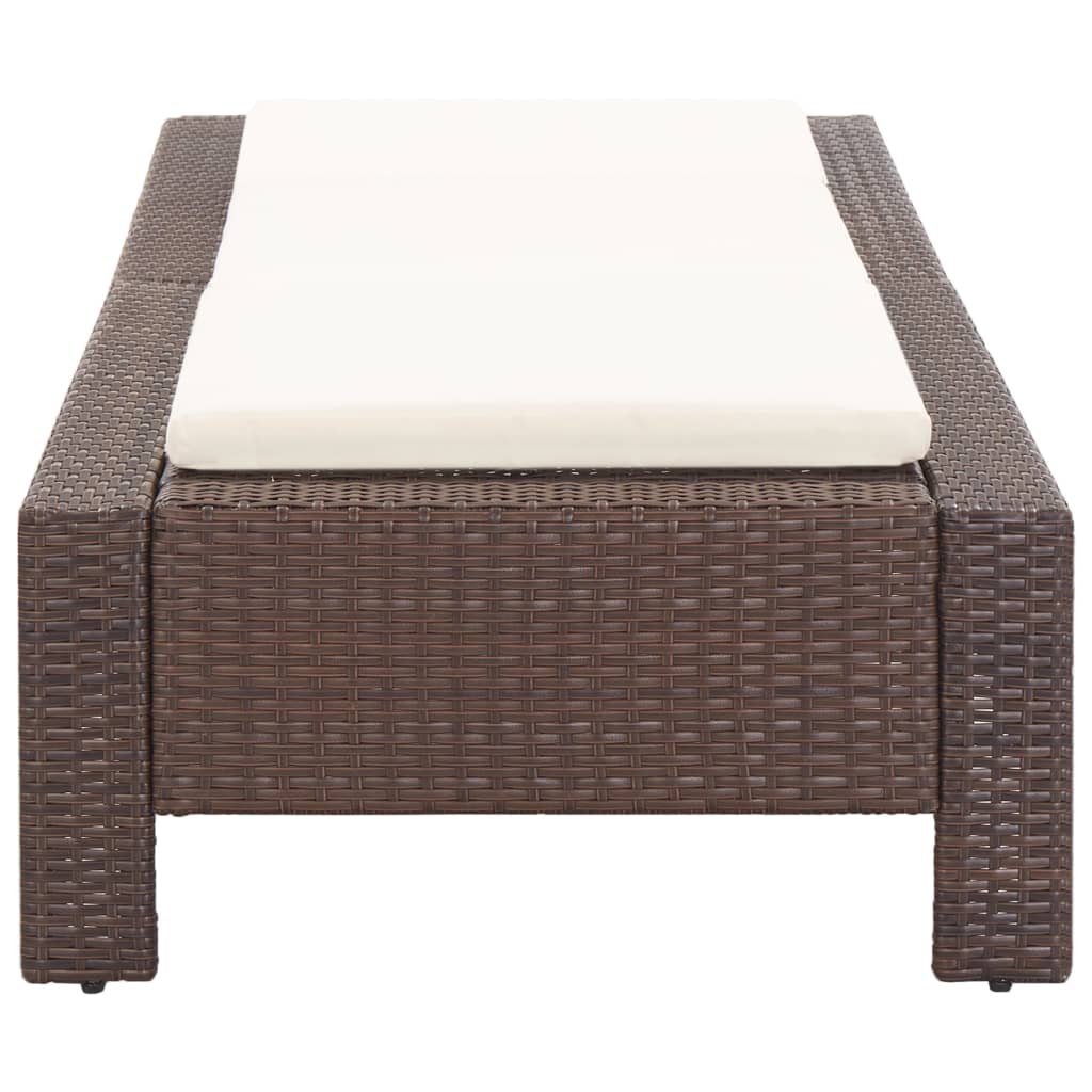 Sonnenliege mit Auflage Grau Poly Rattan