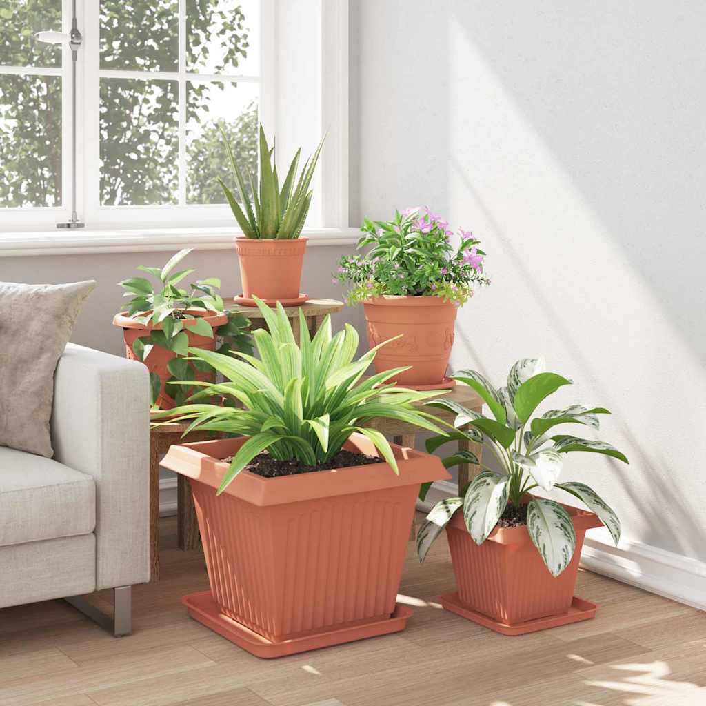 Blumentöpfe 6 pcs Ziegelrot 20 x 20 x 16 cm Kunststoff