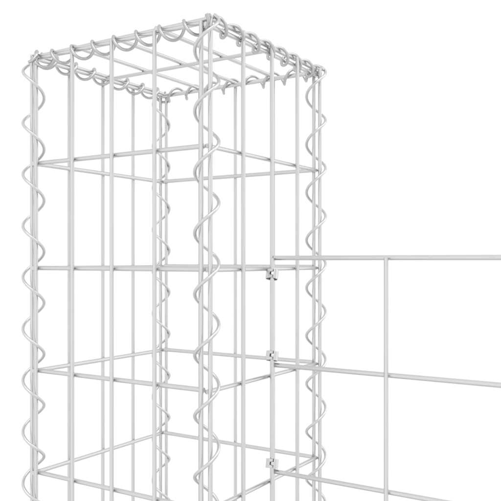 Gabionenkorb U-Form mit 2 Säulen Eisen 140x20x150 cm