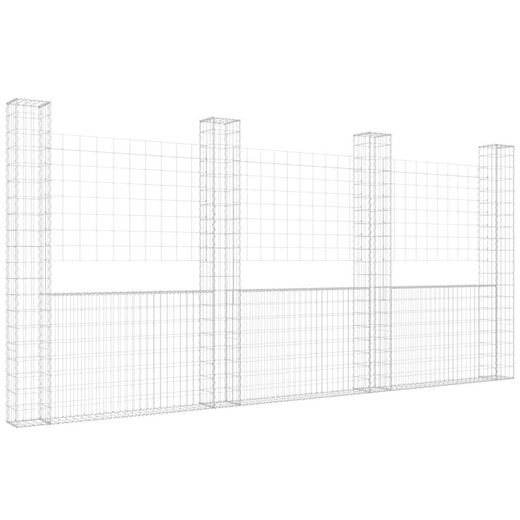 Gabionenkorb U-Form mit 2 Säulen Eisen 140x20x150 cm
