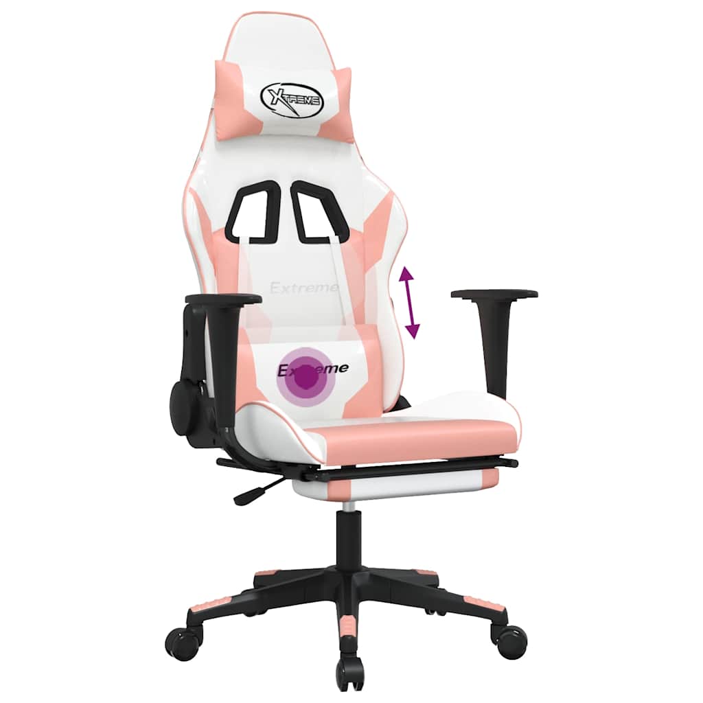 Gaming-Stuhl mit Massagefunktion Schwarz und Blau Kunstleder