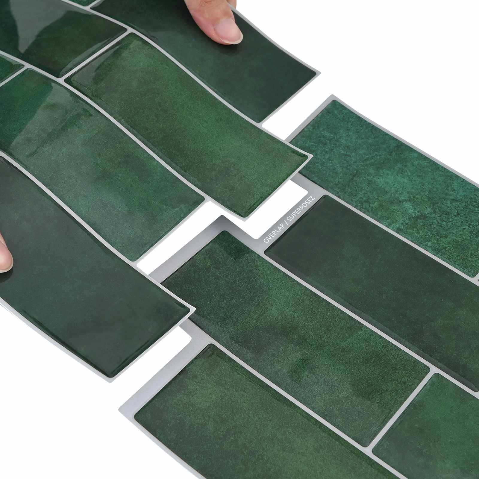 U-Bahn-Fliese 10 pcs Weiß Grau 29 x 21 cm Polyurethan und PET