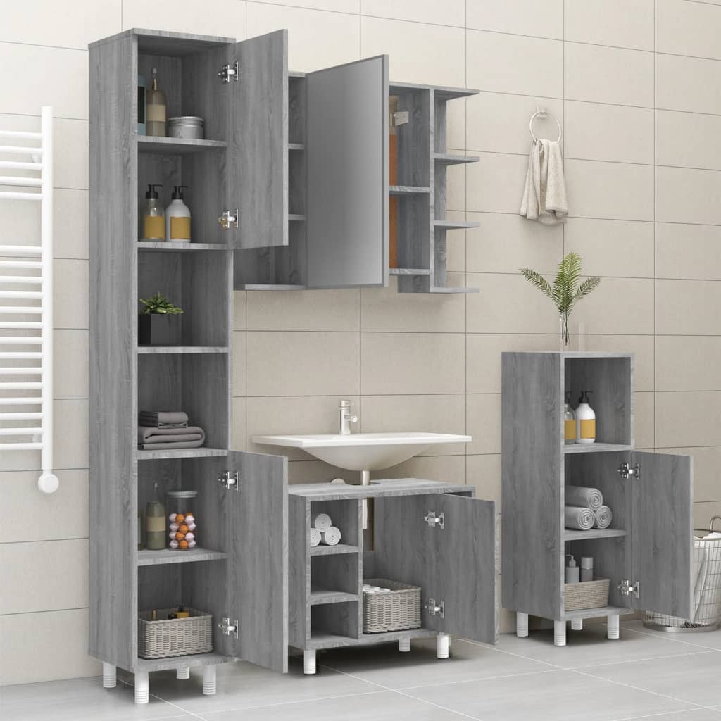 Badezimmerschrank Weiß 30x30x179 cm Holzwerkstoff