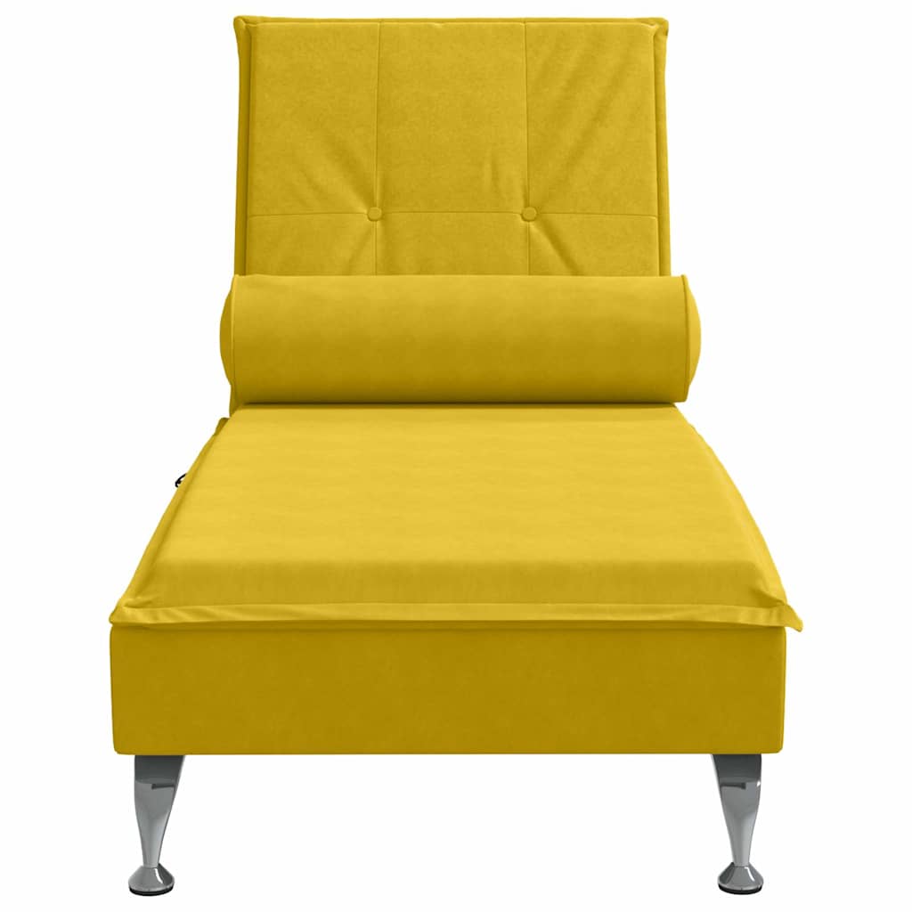 Massage-Chaiselongue mit Nackenrolle Hellgrau Samt