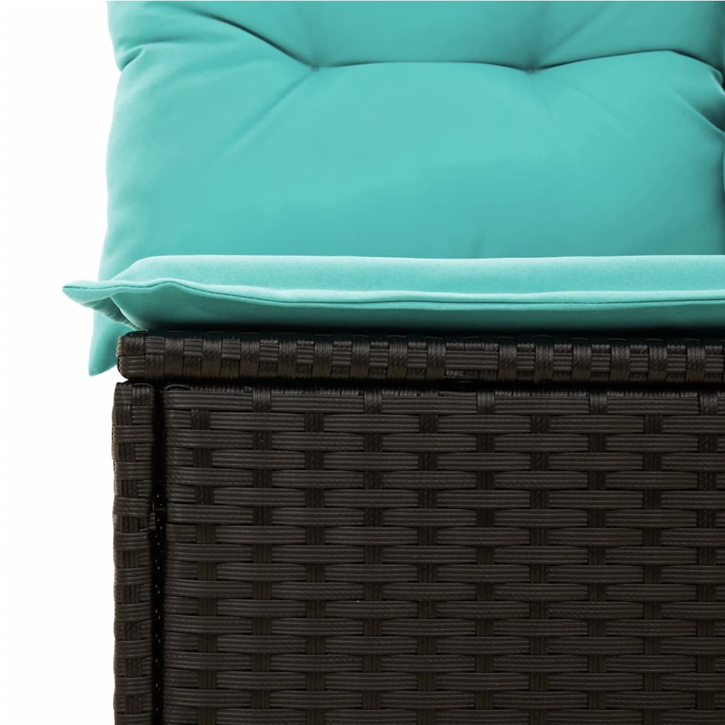 4-teiliges Gartensofa-Set mit Kissen, schwarzes Polyrattan
