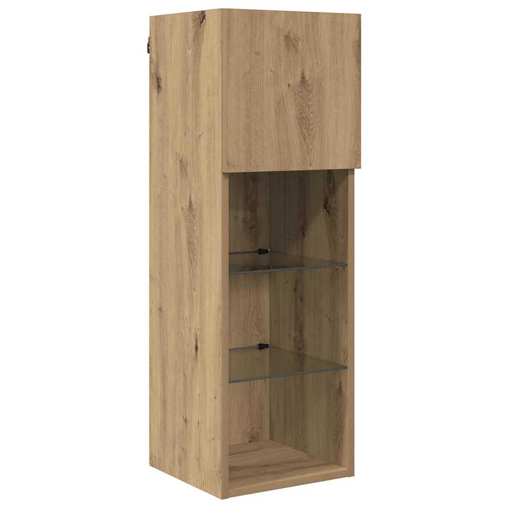 5-tlg. Wohnwand mit LED-Beleuchtung Weiß Holzwerkstoff