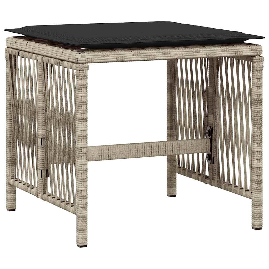 Gartenhocker mit Kissen 4 Stk. Schwarz 41x41x36 cm Poly Rattan