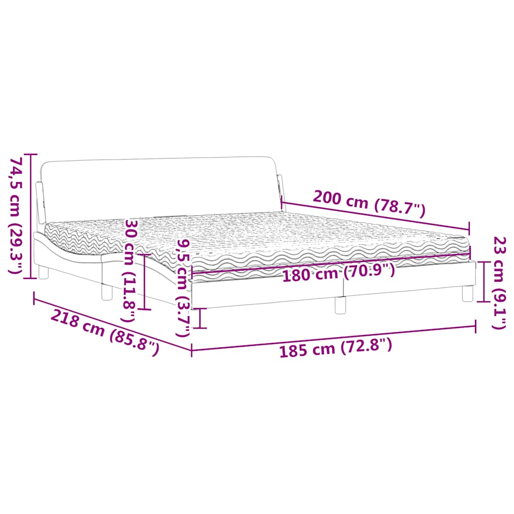 Bett mit Matratze "Dover" Hellgrau 80x200 cm Samt