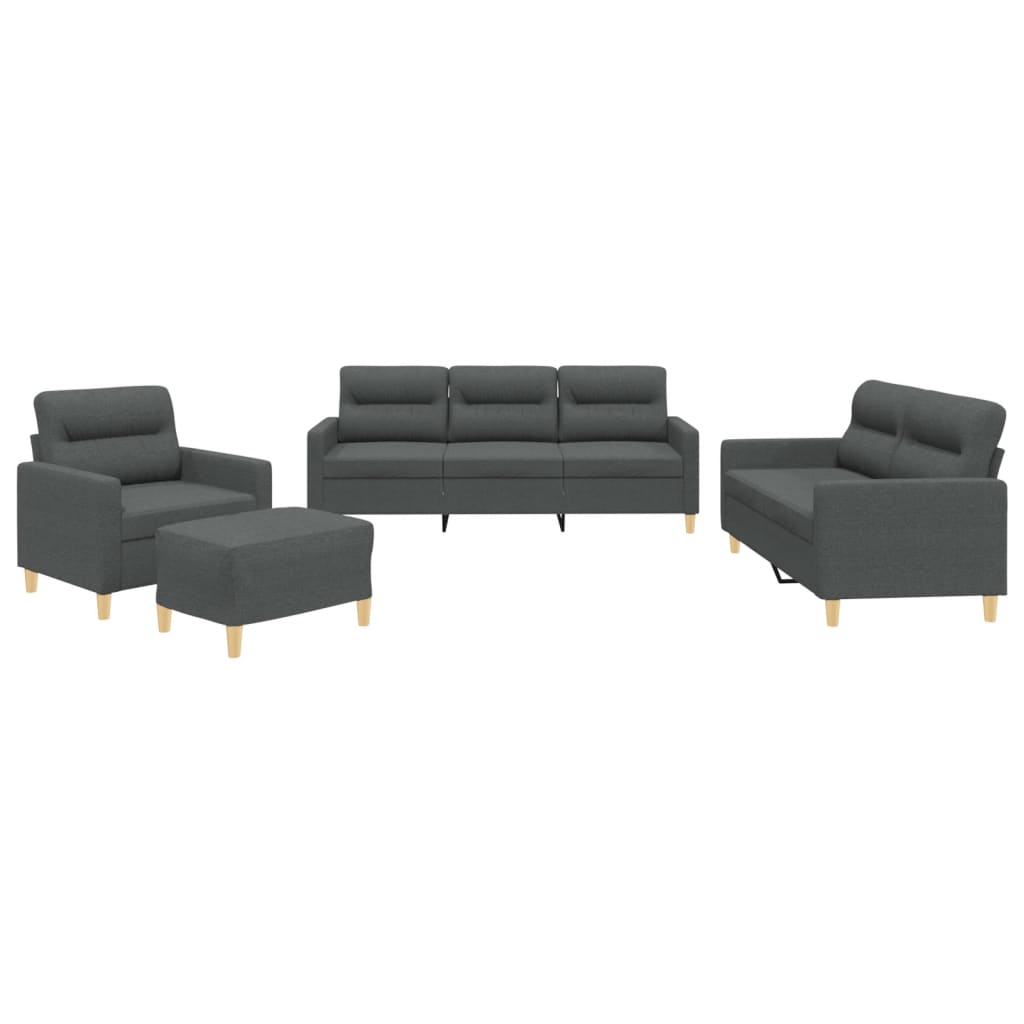 4-tlg. Sofagarnitur mit Kissen Taupe Stoff