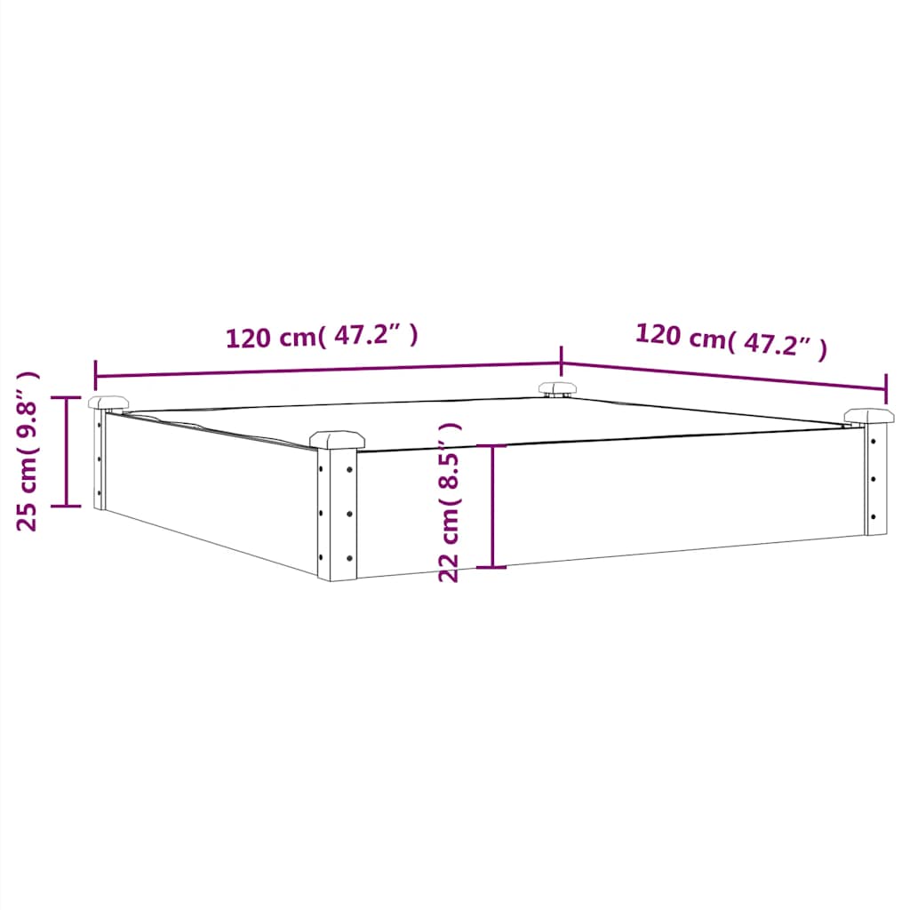 Hochbeet mit Einsatz Grau 120x45x25 cm Massivholz Tanne