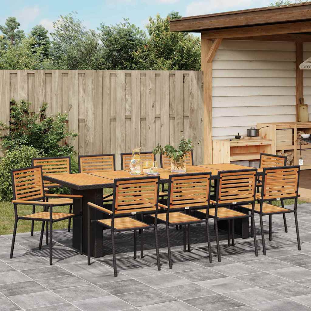 Garten Essgruppe 9 pcs Schwarz und Braun Poly-Rattan