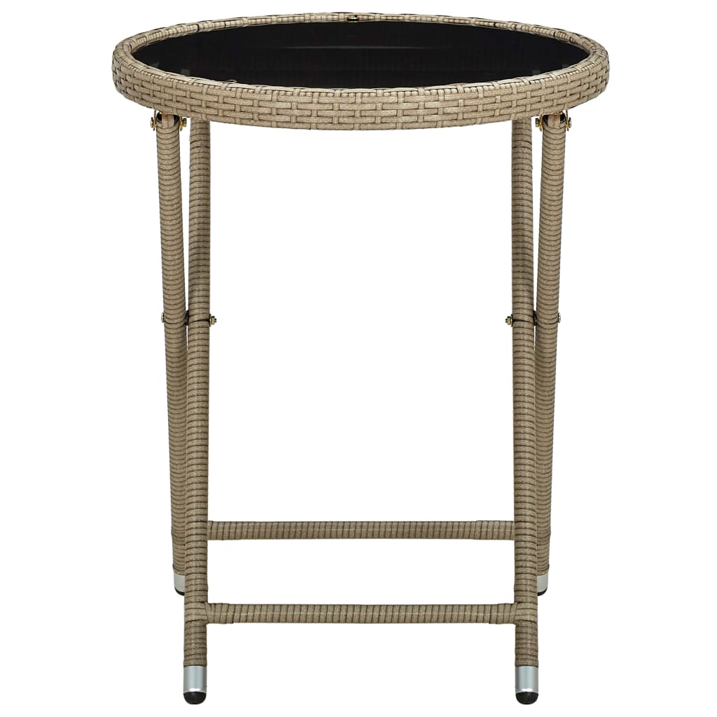 Beistelltisch Braun 60 cm Poly Rattan und Hartglas