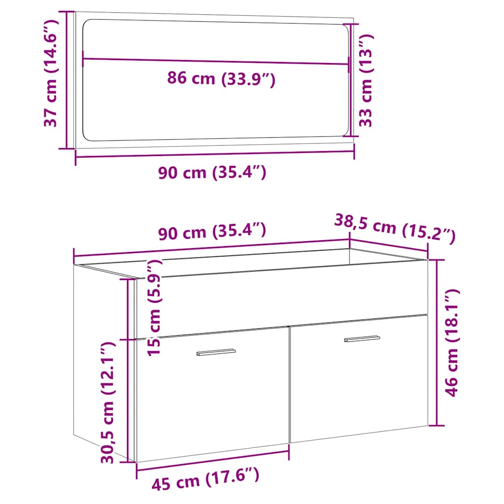 2-tlg. Badmöbel-Set Weiß Holzwerkstoff