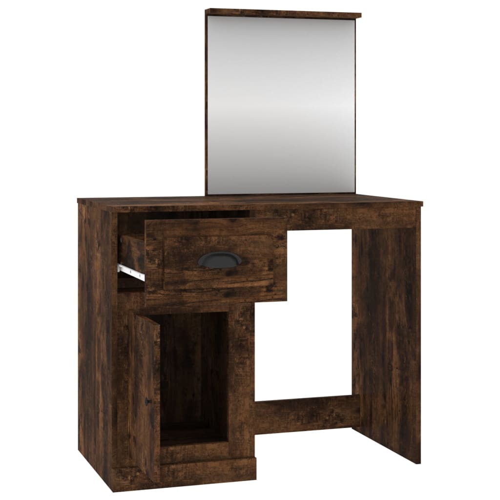 Schminktisch mit Spiegel Weiß 90x50x132,5 cm Holzwerkstoff