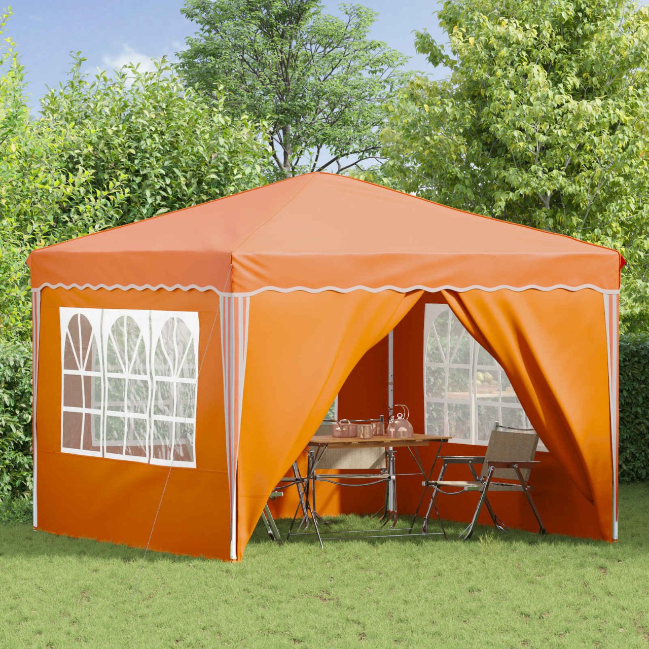 Pop-up Partyzelt 288 x 288 x 245 cm Creme Oxford-Stoff