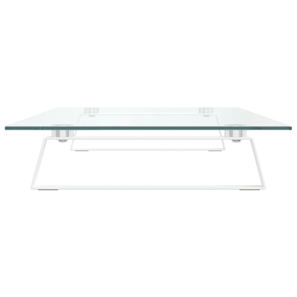 Monitorständer Weiß 60x20x8 cm Hartglas und Metall