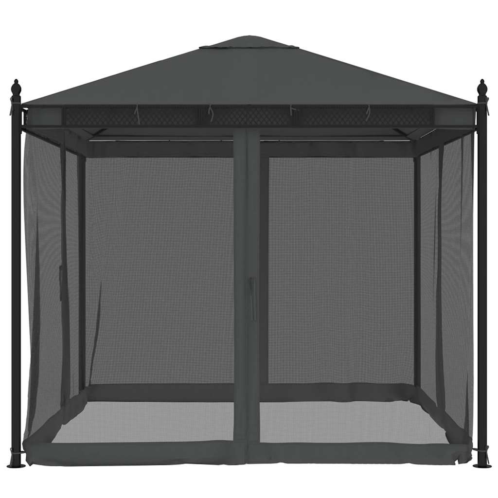 Pavillon mit Netzwänden Creme 2,93x2,93 m Stahl