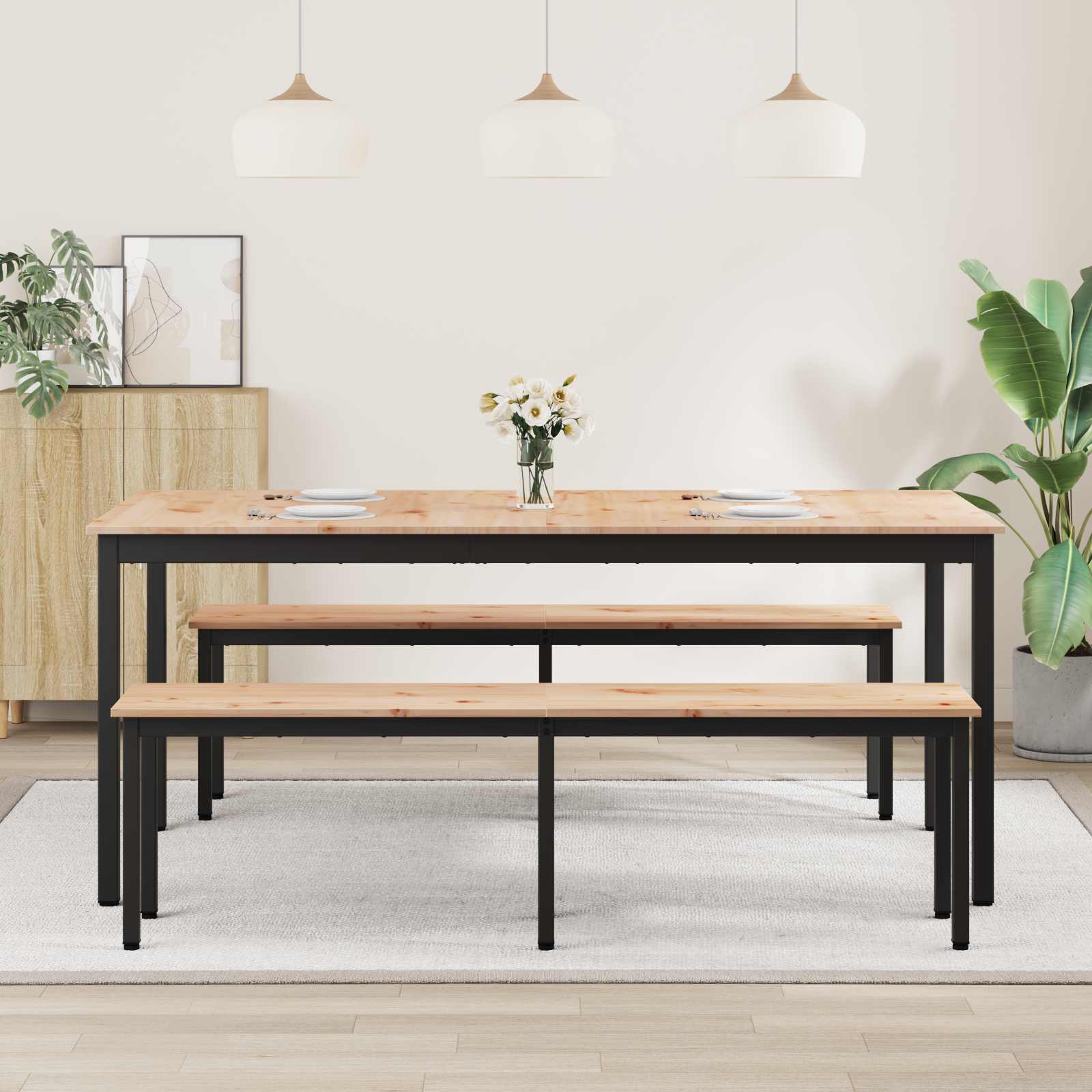 Esstisch Natur 200 x 100 x 75 cm Massives Kiefernholz