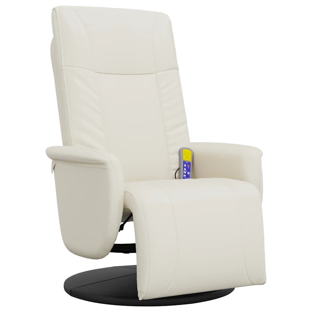 Massagesessel mit Fußteil Creme Kunstleder