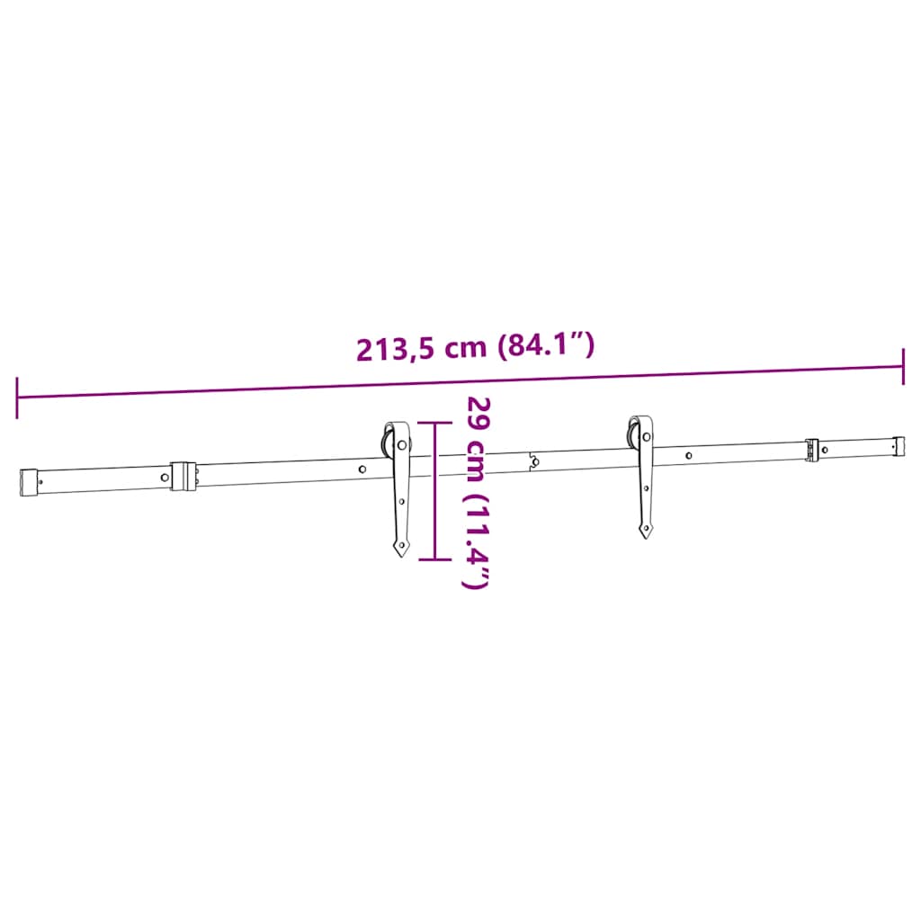 Schiebetürbeschlag-Set 152,5 cm Stahl Schwarz