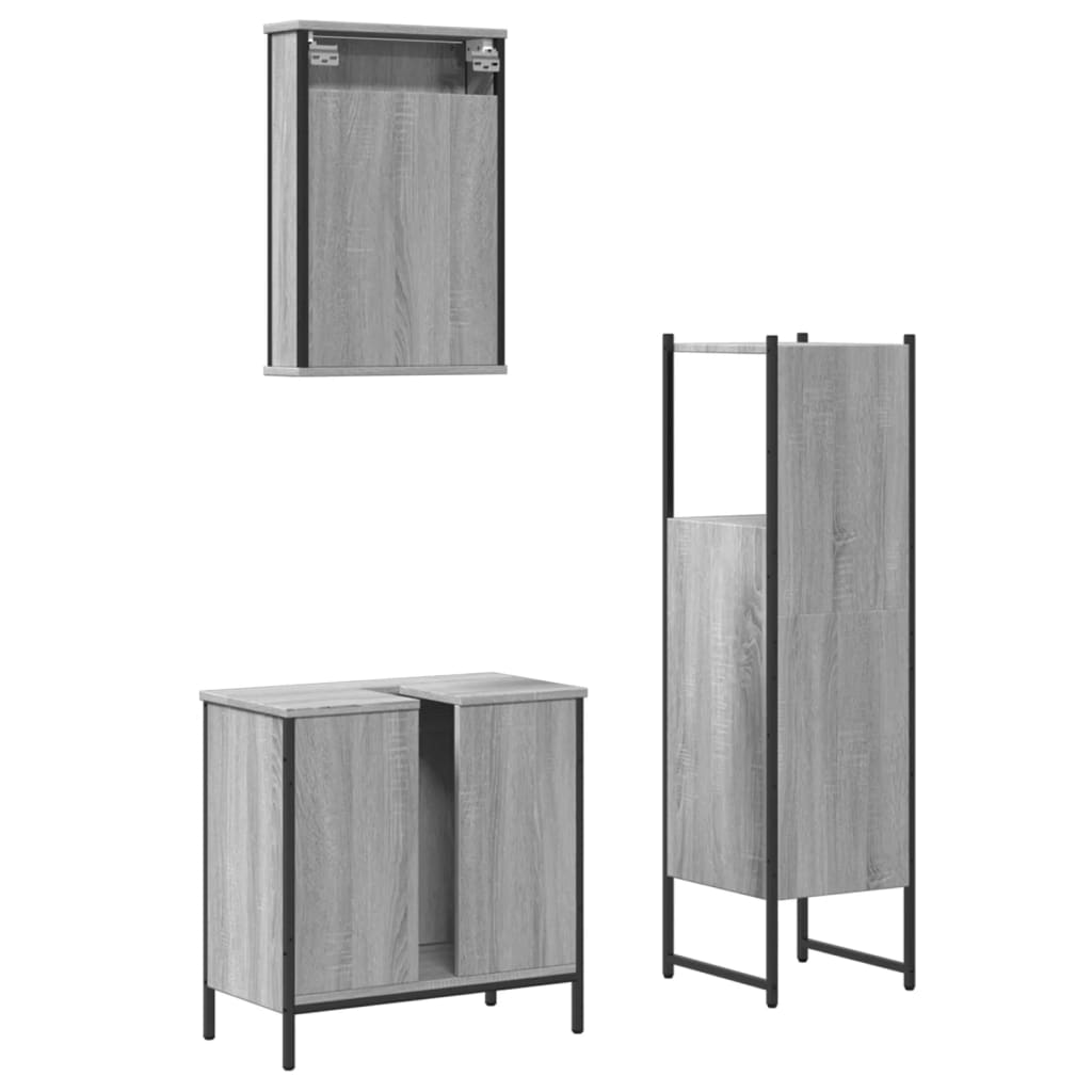 3-tlg. Badmöbel-Set Räuchereiche Holzwerkstoff