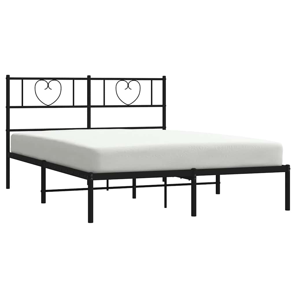 Bettgestell mit Kopfteil Metall Schwarz 100x190 cm