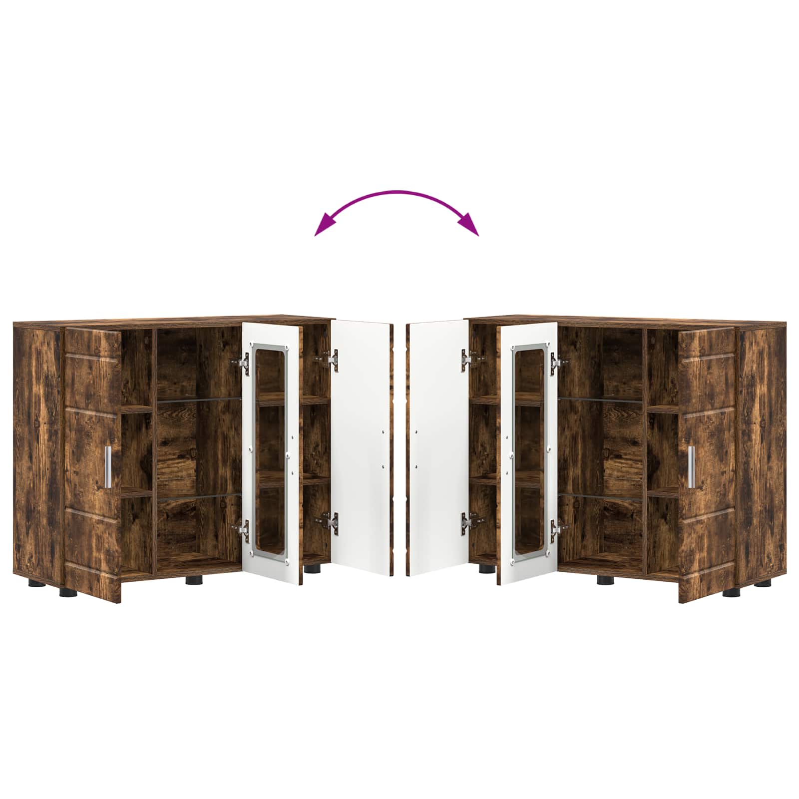Highboard mit Regal FLORIN Weiß 60 x 35 x 182 cm Holzwerkstoff