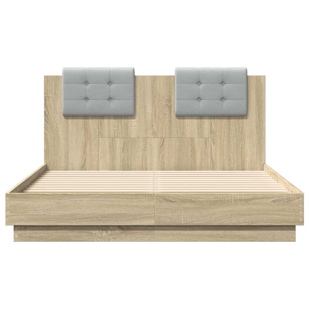 Bettgestell mit Kopfteil Grau Sonoma 180x200 cm Holzwerkstoff