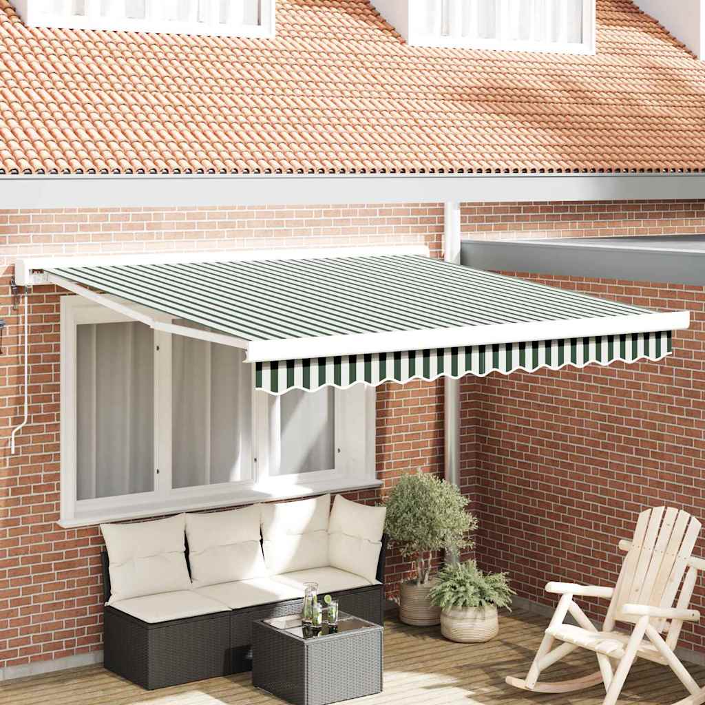 Markise Einziehbar Blau und Weiß 4x3 m Stoff und Aluminium