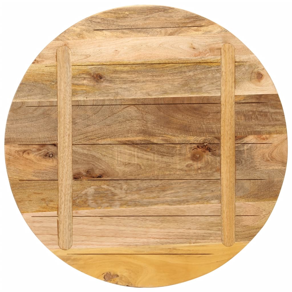 Tischplatte Ø 40x2,5 cm Rund Raues Massives Mangoholz