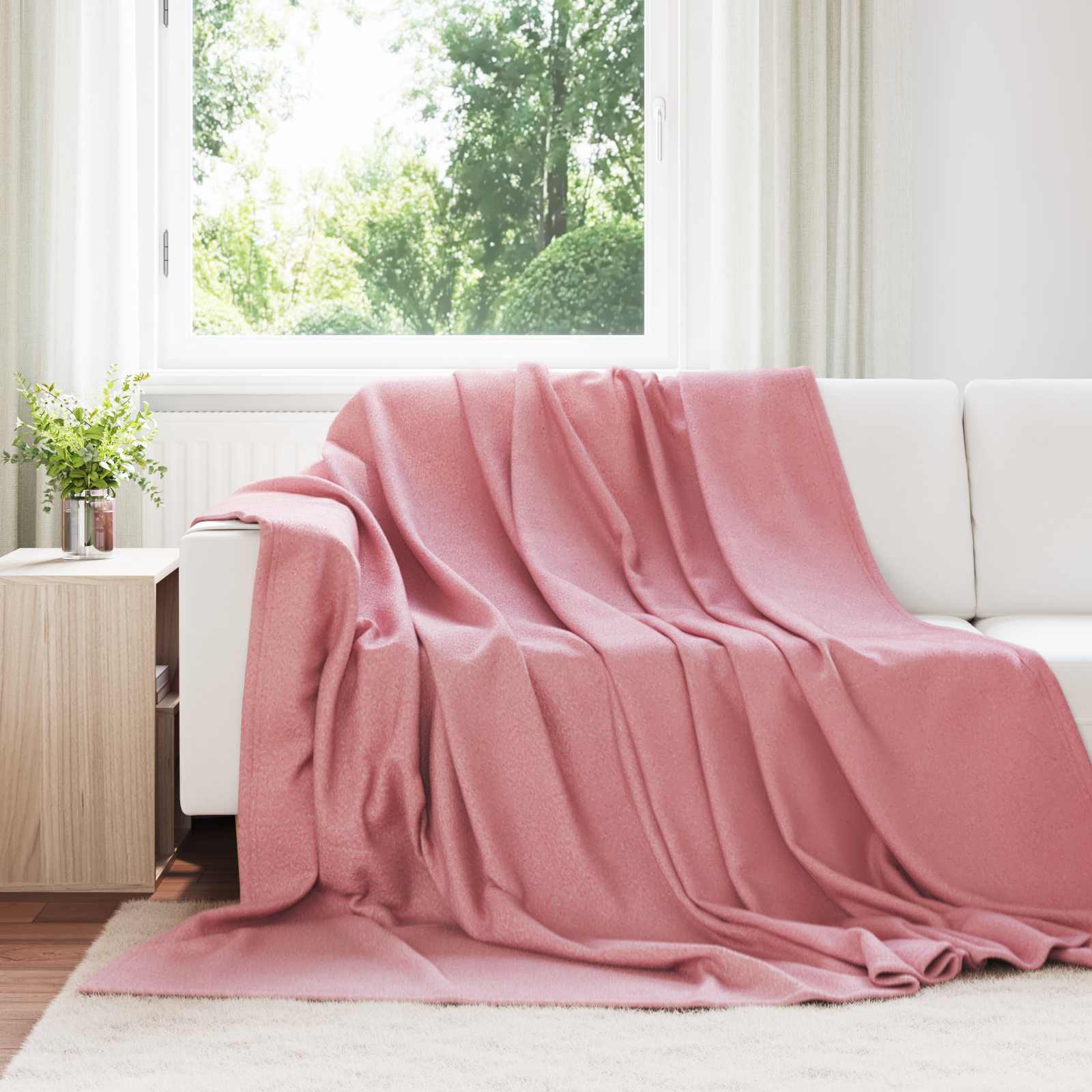 Überwurfdecke Beige 170 x 130 cm Fleece