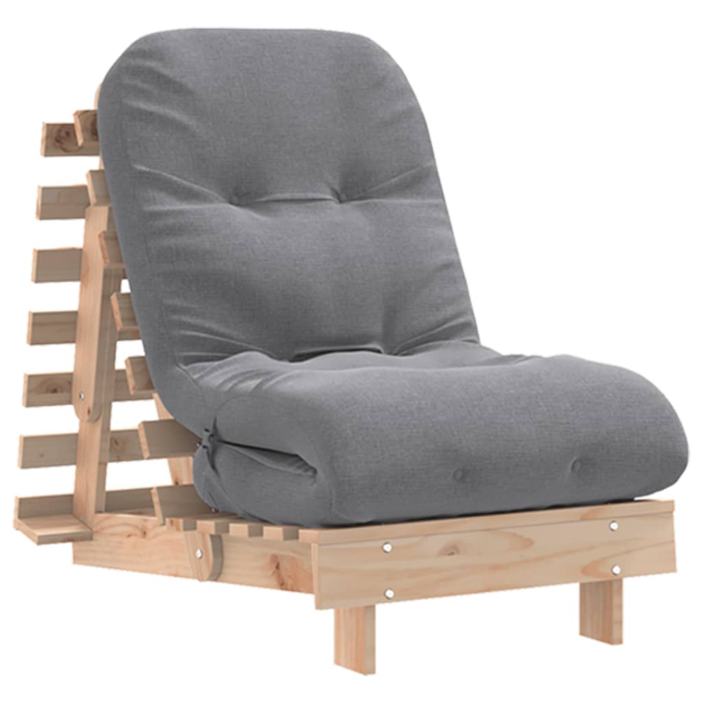 Futon Schlafsofa mit Matratze Braun 70x206x11 Massivholz Kiefer