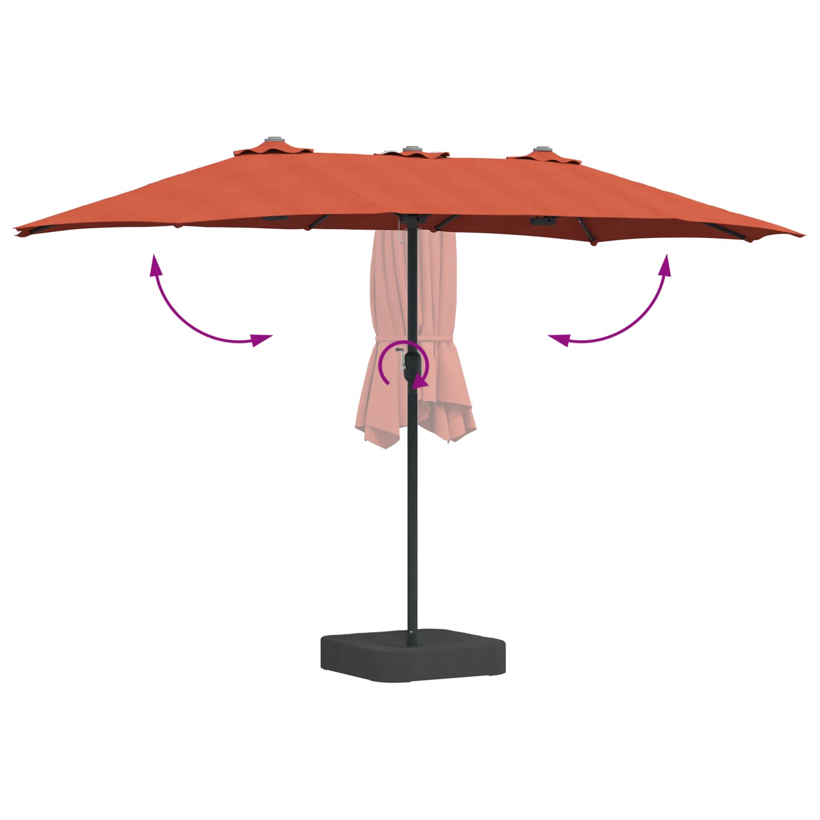 Garten-Sonnenschirm Sand und Anthrazit 385 x 209 x 244 cm
