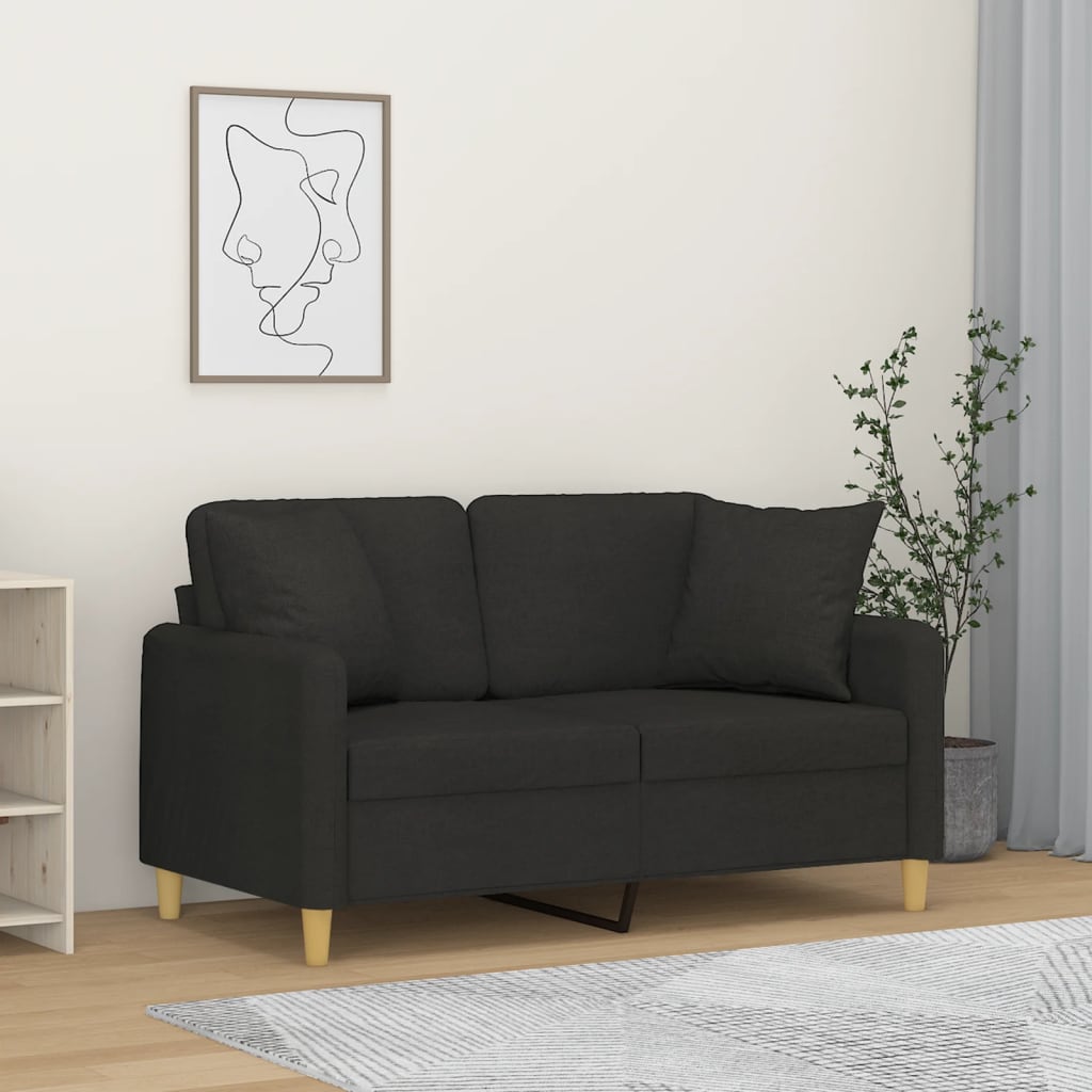 2-Sitzer-Sofa mit Zierkissen Braun 120 cm Stoff