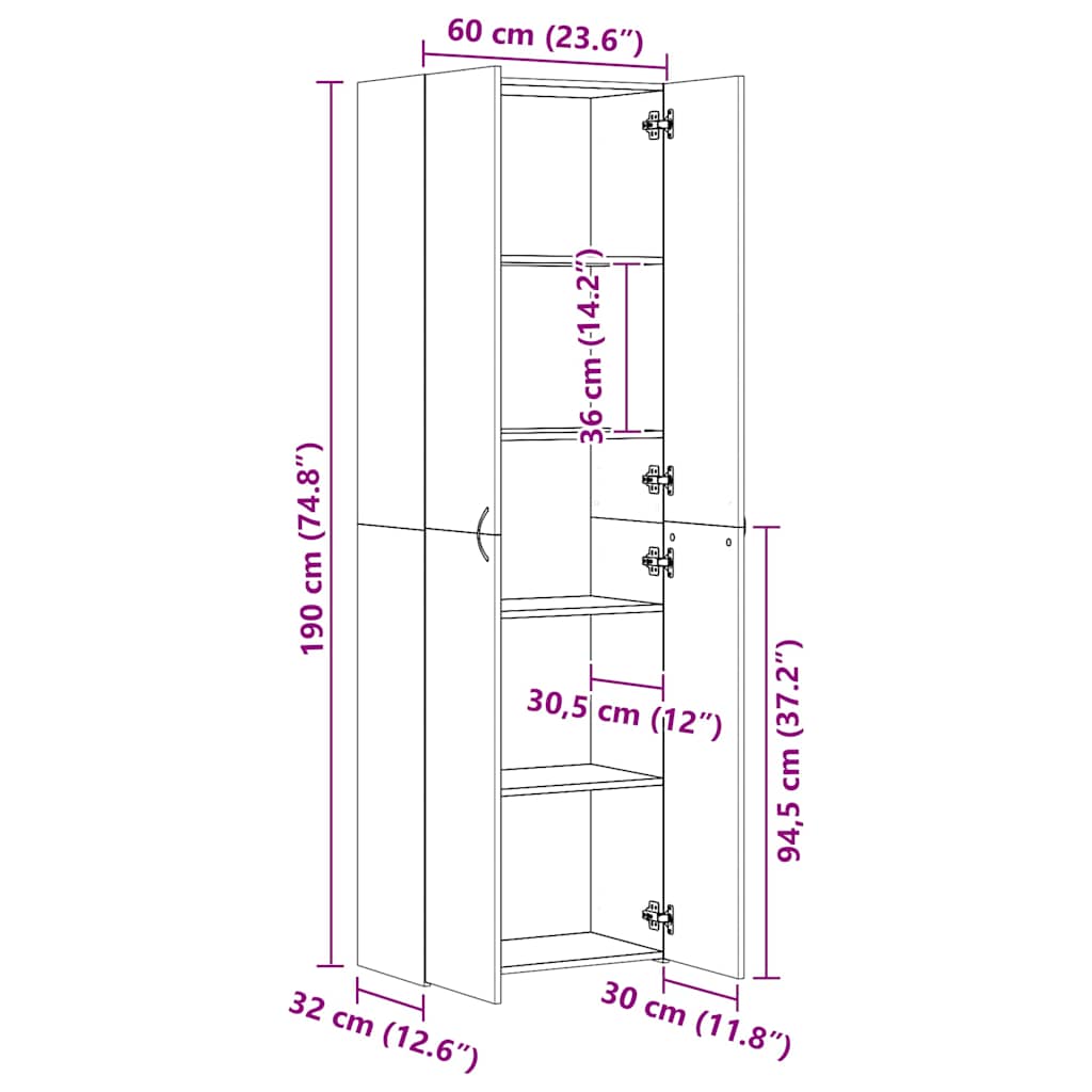 Aktenschrank Weiß 60x32x153 cm Holzwerkstoff