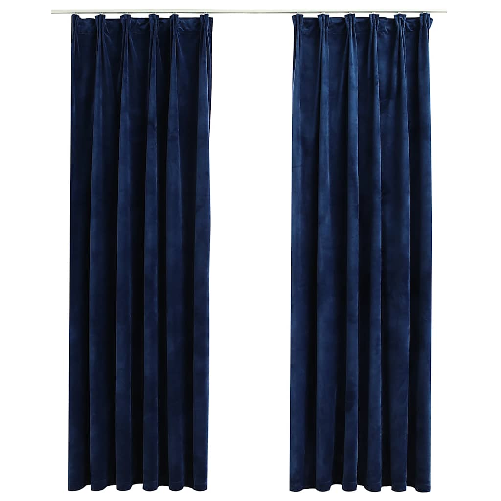 Verdunkelungsvorhänge mit Haken 2 Stk. Samt Schwarz 140x175 cm
