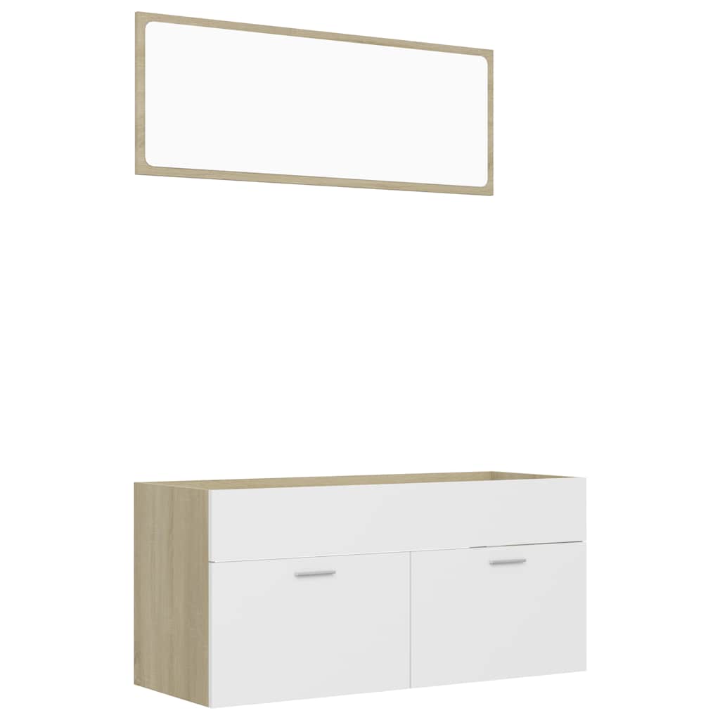 2-tlg. Badmöbel-Set Weiß Holzwerkstoff