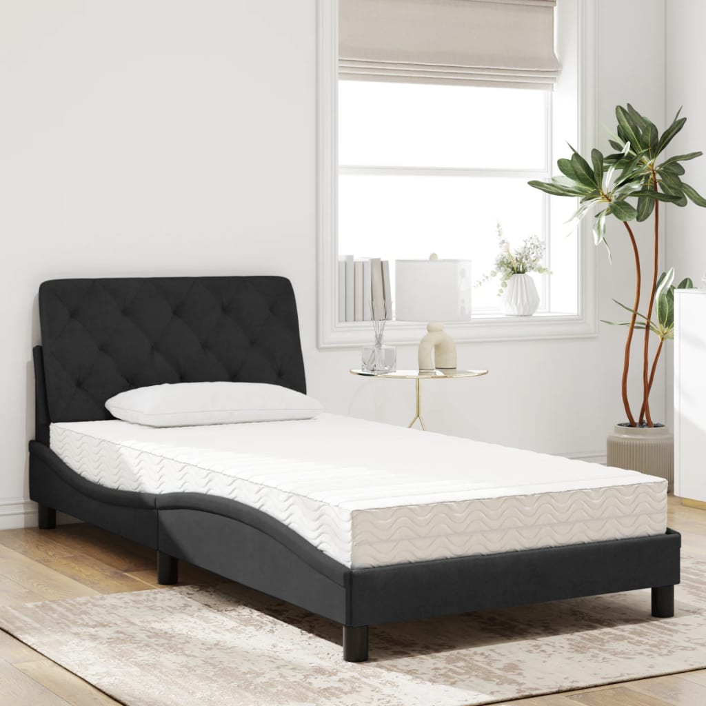 Bett mit Matratze Hellgrau 80x200 cm Samt