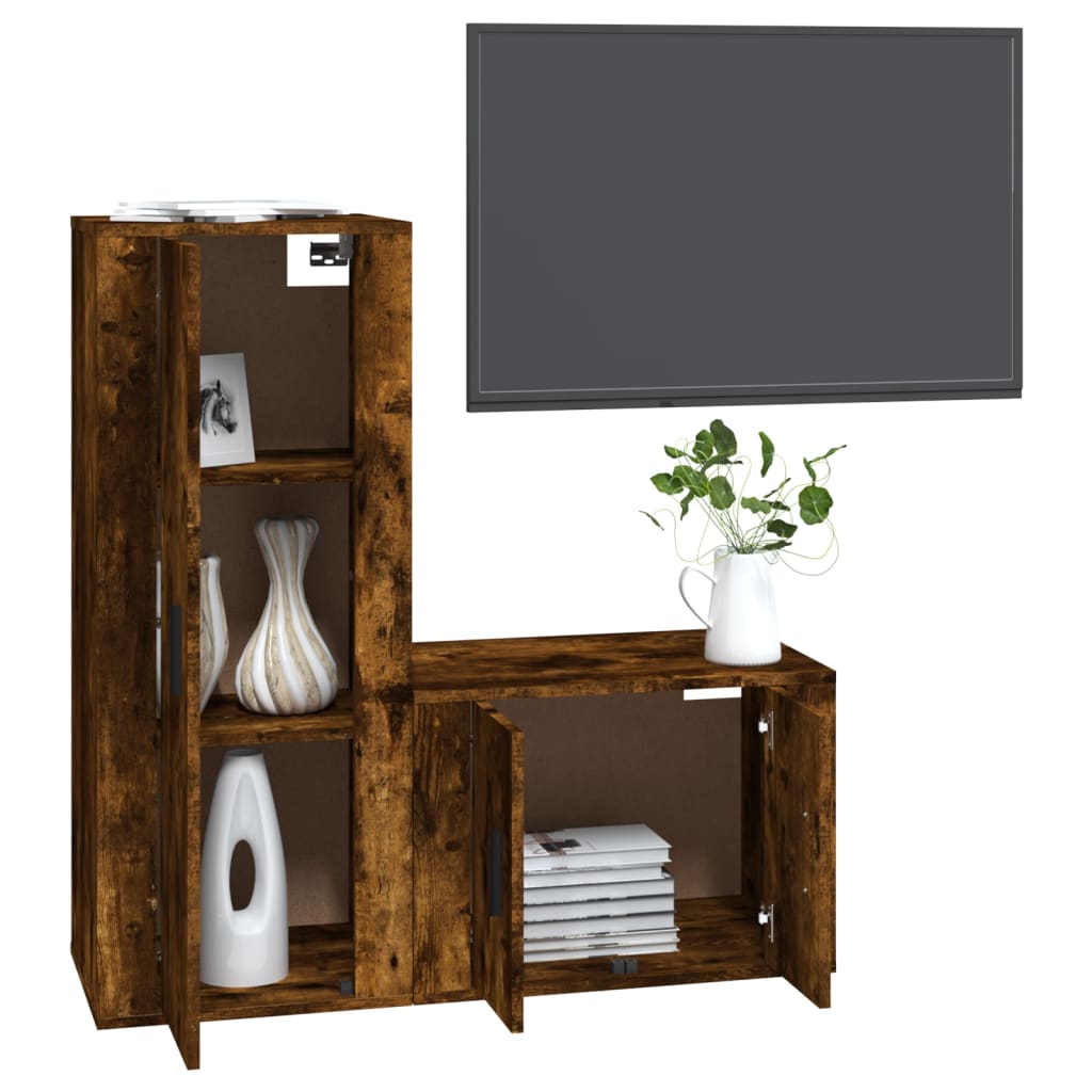2-tlg. TV-Schrank-Set Weiß Holzwerkstoff