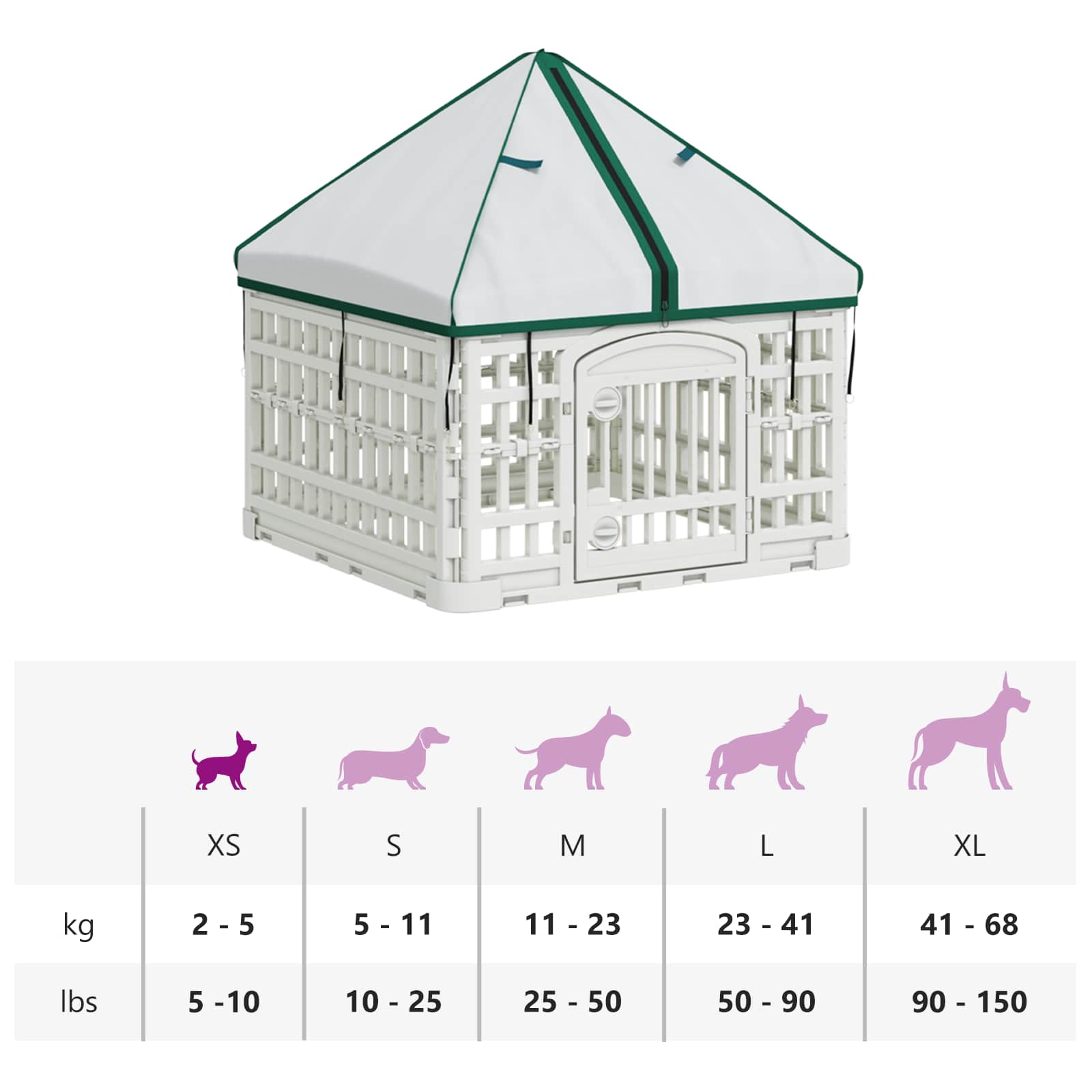 4-Panel-Hundespielplatz mit Dach 60 x 60 x 82 cm Kunststoff